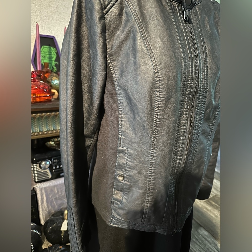 Sebby Collection Faux Leather Racer Jacket - Picture 2 of 4